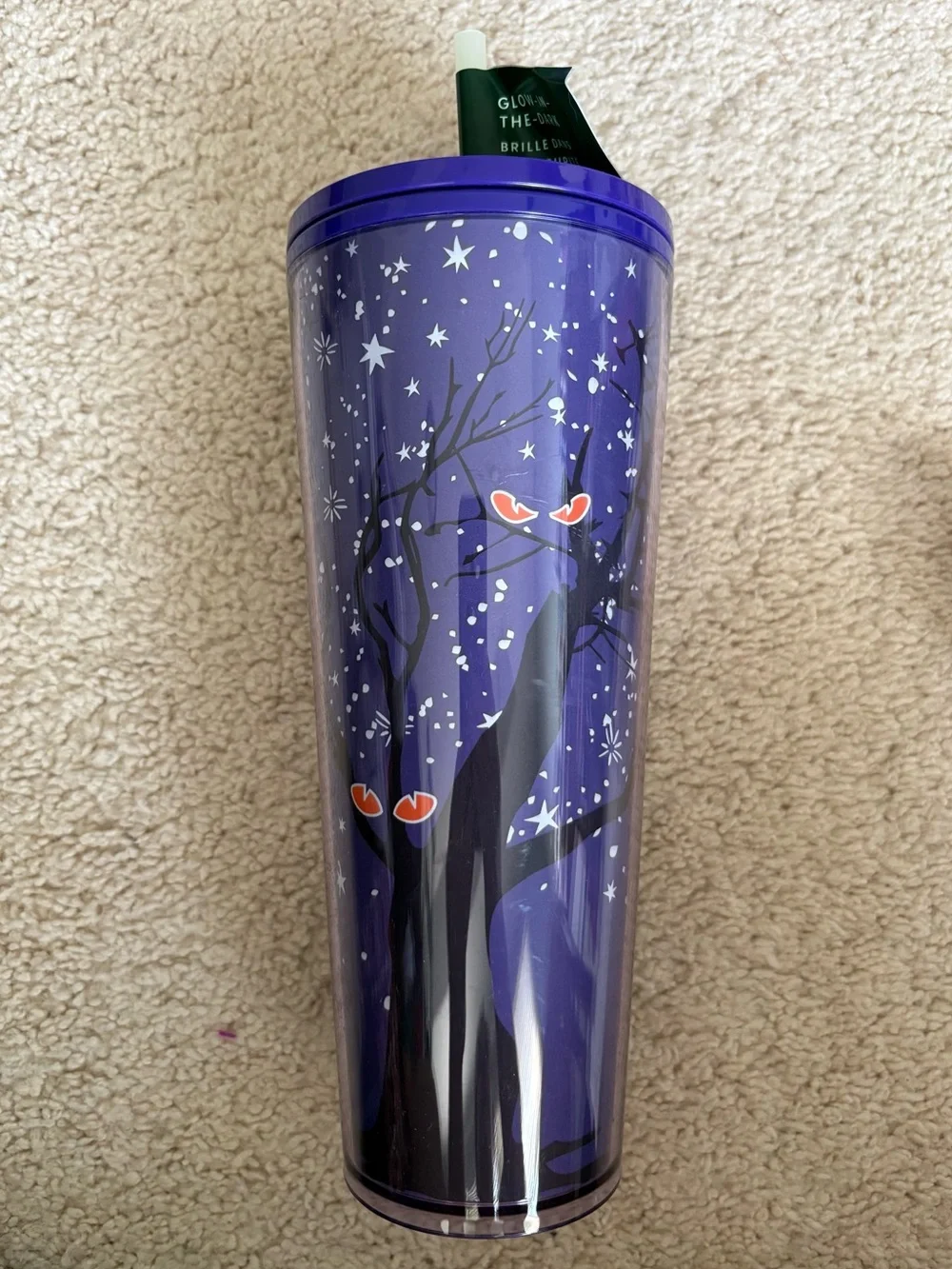 NWT Starbucks Glow In The Dark Halloween Tumbler 24 oz Purple & Black
